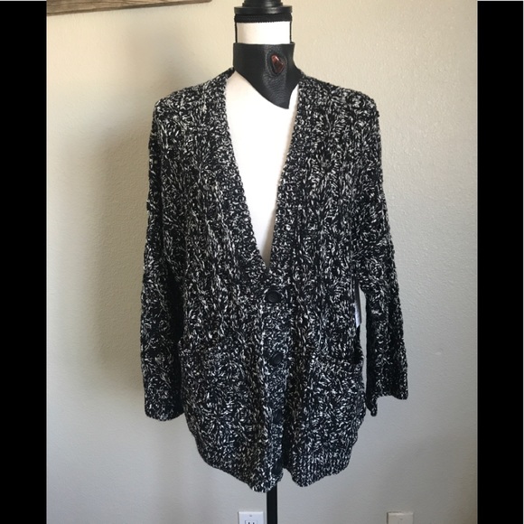 NWT RVCA Brody Black White Cardigan Sweater - Picture 4 of 8